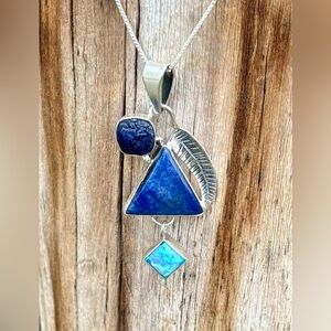 NEW! Dumortierite, Sapphire & Opal Necklace